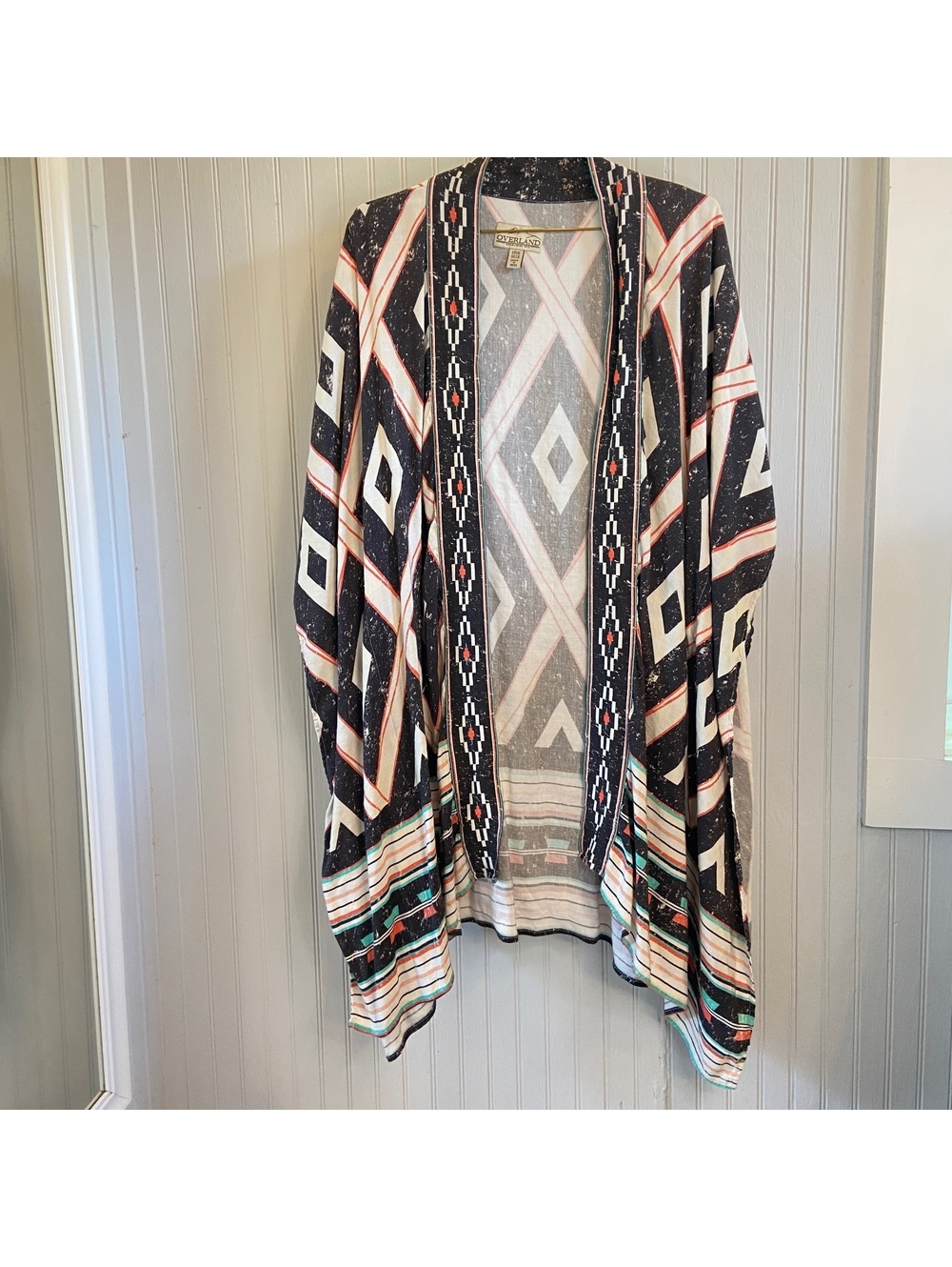 Overland Geometric Kimono Festival Linen Artsy Duster Indie Western Southwest